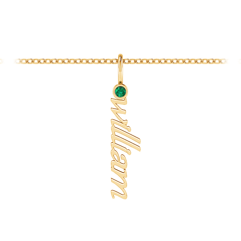 Vertical Birthstone Script Name Necklace