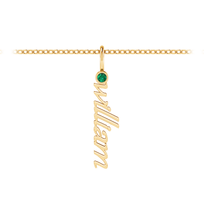 Vertical Birthstone Script Name Necklace