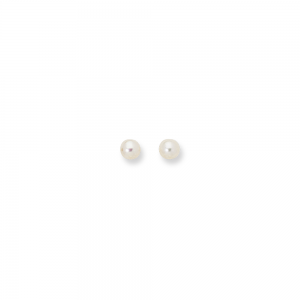 6mm Gold White Cultured Pearl Stud Earrings