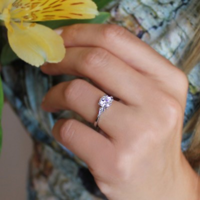 1.5 Ct Round Colorless Lab Diamond Gairsay Three Stone Engagement Ring