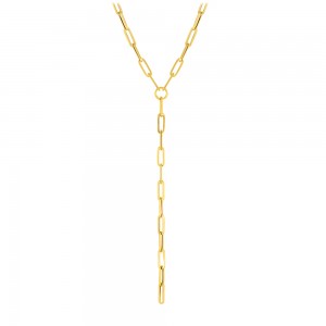 Gold Paperclip Lariat Y-Necklace