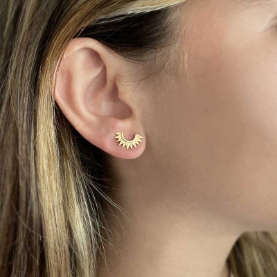 Gold Sunburst Stud Earrings