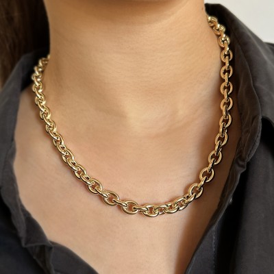 6.22mm Gold Rolo Link Chain Necklace