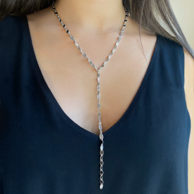 Silver Disc Chain Y Necklace