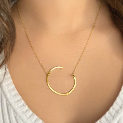 Large Gold Initial Necklace A