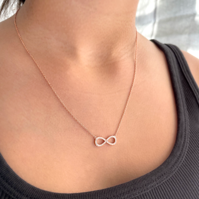 Silver Pavé CZ Infinity Necklace