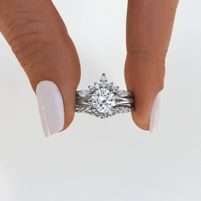 1.6 Ctw Diamond Nesting Engagement Ring Stack