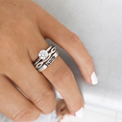 True Love Personalized Engagement Ring Stack