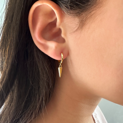 Gold Spike Huggie Earrings