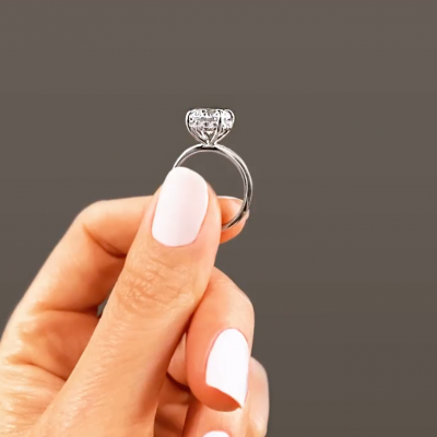 5 Ct Round Moissanite & .28 Ctw Diamond Hidden Halo Engagement Ring
