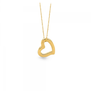 Gold Open Heart Charm Necklace