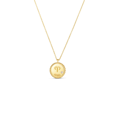 Gold & Diamond Zodiac Charm Necklace - Aries