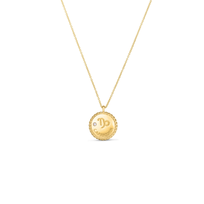 Gold & Diamond Zodiac Charm Necklace - Capricorn