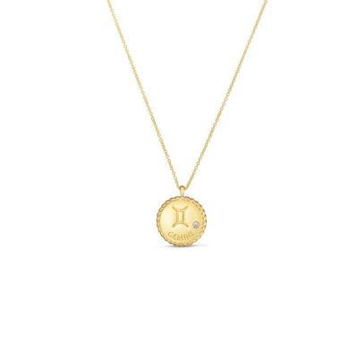 Gold & Diamond Zodiac Charm Necklace - Gemini