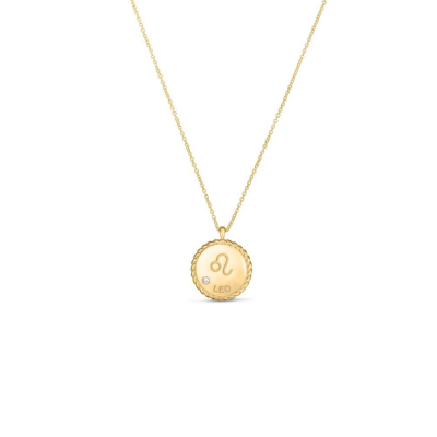 Gold & Diamond Zodiac Charm Necklace - Leo