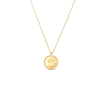 Gold & Diamond Zodiac Charm Necklace - Libra