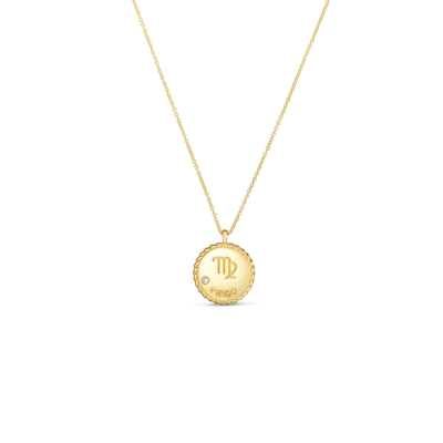 Gold & Diamond Zodiac Charm Necklace - Virgo
