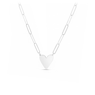 Silver Heart Shape Paperclip Necklace
