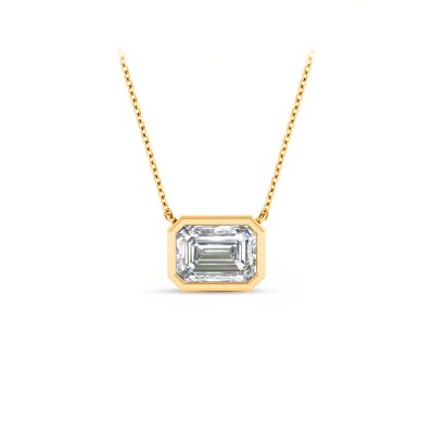 1 Ct Emerald Lab Diamond Bezel Pendant Necklace
