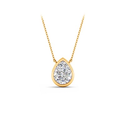 1 Ct Pear Lab Diamond Bezel Pendant Necklace