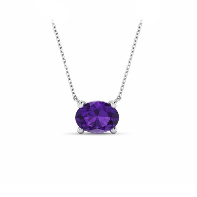 0.5 Ct Oval Birthstone Solitaire Pendant Necklace