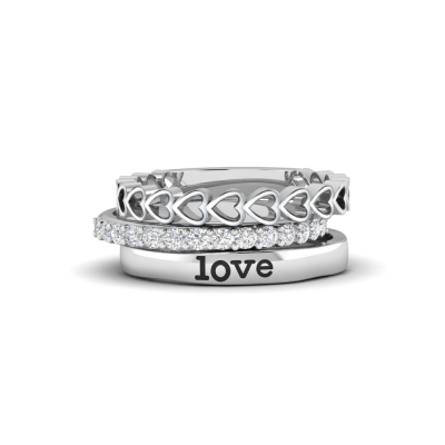 Loving Hearts Personalized Ring Stack