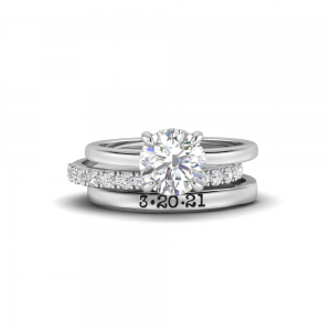 1.6 Ctw Round CZ Hidden Halo Personalized Engagement Ring Stack