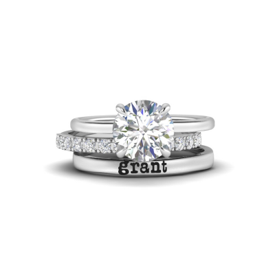 2 Ct Round Moissanite & 0.11 Ctw Diamond Secret Halo
  Personalized Engagement Ring Stack