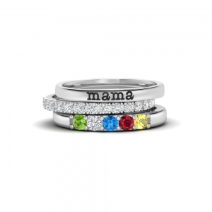 Five Birthstone Mothers Ring Stack