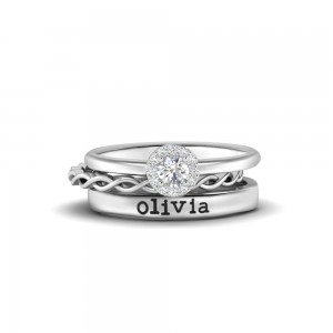 Twine Halo Personalized Promise Ring Stack