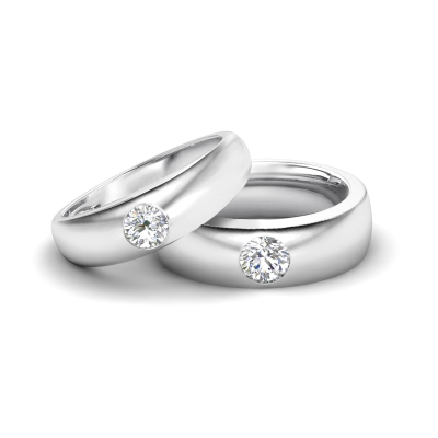 CZ Center Dome Wedding Bands Couples Rings Set