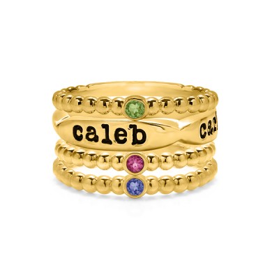 The Trio Birthstone Personalized Ring Stack