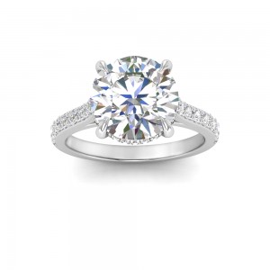 4 Ct Round Moissanite & .57 Ctw Diamond Gala Hidden Halo Engagement Ring