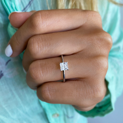 .75 Ct Princess Cut Lab Diamond Solitaire Ring
