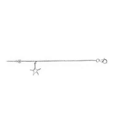 Silver CZ Dangle Starfish Anklet