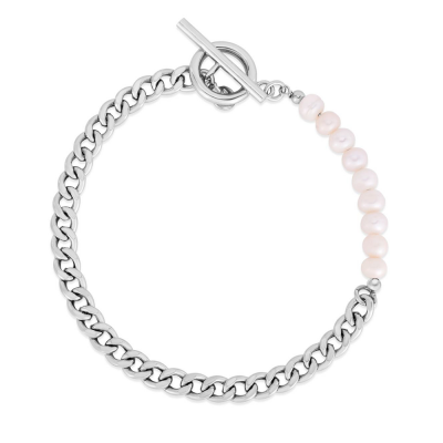 Pearl & Silver Toggle Bracelet