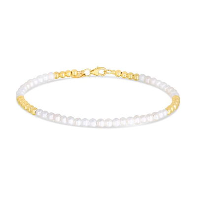 Pearl & Gold Beaded Bangle Bracelet