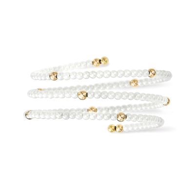 Pearl & Gold Beaded Coil Bangle Bracelet