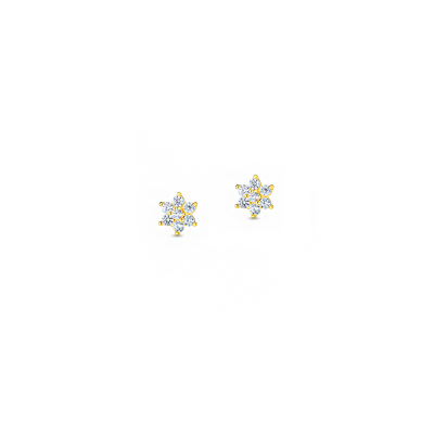 Gold CZ Flower Stud Earrings
