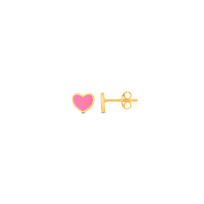 Gold & Pink Enamel Heart Earrings