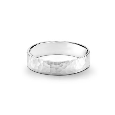Hammered Flat Wedding Ring