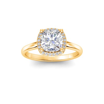 2 Ct Cushion Lab Diamond & .15 Ctw Diamond Classic Halo Engagement Ring