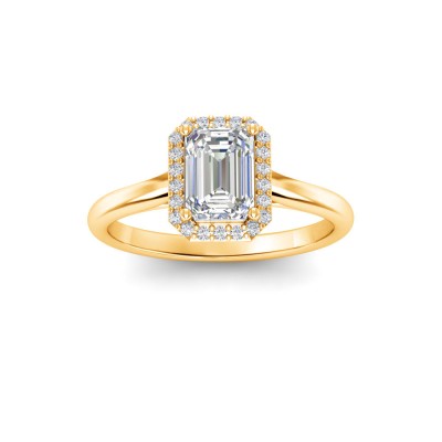 1.5 Ct Radiant Lab Diamond & .15 Ctw Diamond Classic Halo Engagement Ring