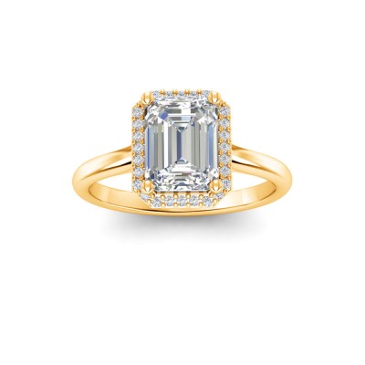 2 Ct Radiant Lab Diamond & .15 Ctw Diamond Classic Halo Engagement Ring