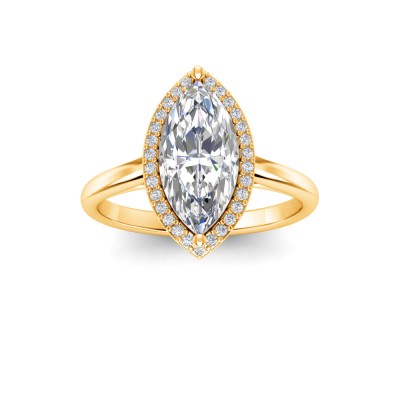 3 Ct Marquise Lab Diamond & .15 Ctw Diamond Classic Halo Engagement Ring