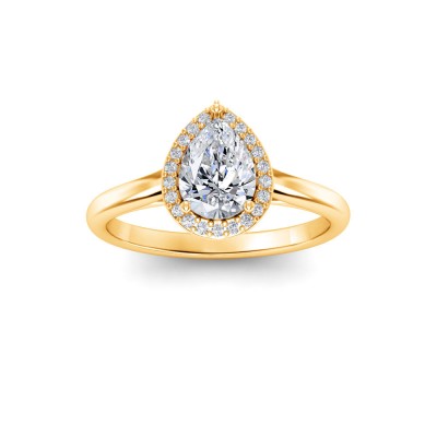 1.5 Ct Pear Lab Diamond & .15 Ctw Diamond Classic Halo Engagement Ring