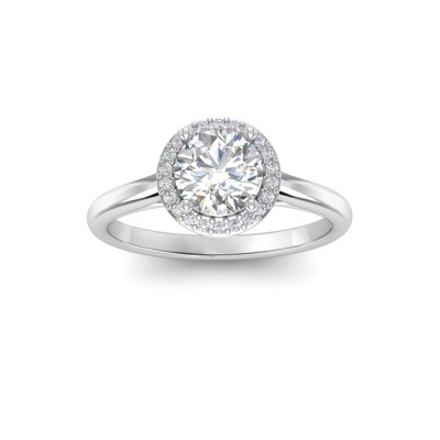 1 Ct Round Lab Diamond & .15 Ctw Diamond Classic Halo Engagement Ring