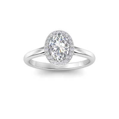 1 Ct Oval Lab Diamond & .15 Ctw Diamond Classic Halo Engagement Ring