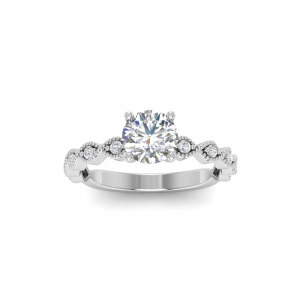 2.5 Ct Moissanite & .10 Ctw Diamond Infinity Milgrain Engagement Ring