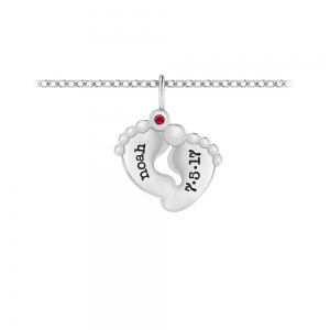 Double Footprint Birthstone Personalized Charm